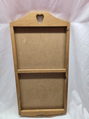 Vintage Wooden Hanging Wall Calendar Heart Cutout Frame Holder 28.7" Cottagecore